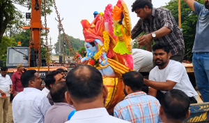 బెల్లంపల్లిలో గణేష్ నిమజ్జనానికి పటిష్ట ఏర్పాట్లు.. పోచమ్మ చెరువు వద్ద మూడు క్రేన్లు